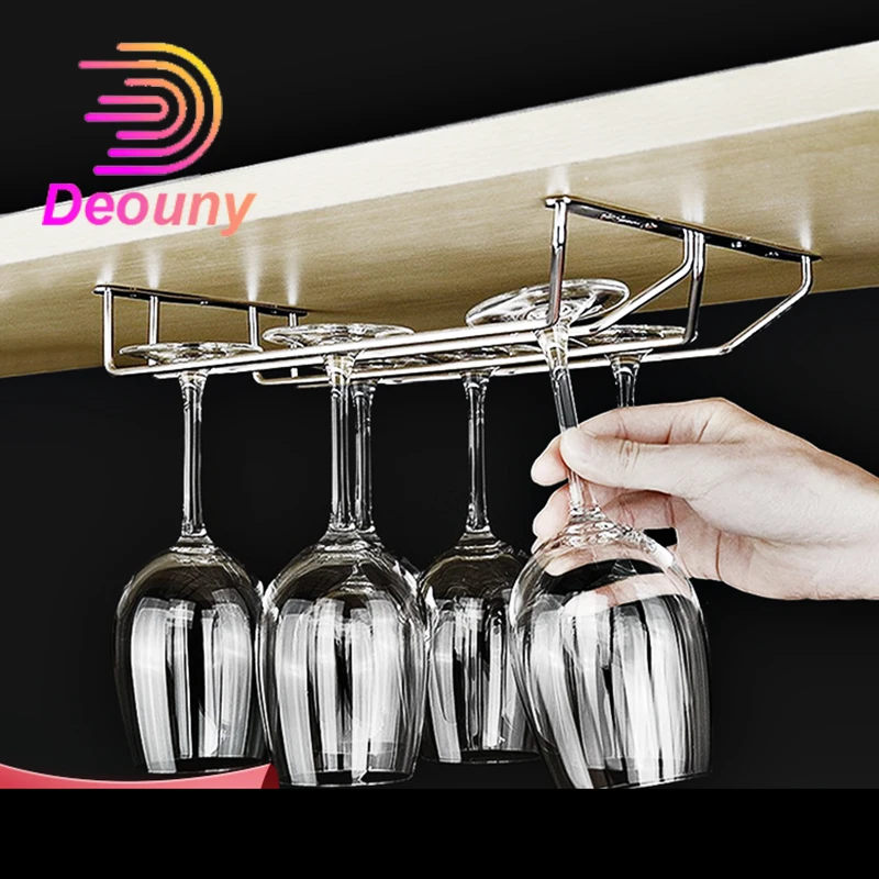 DEOUNY Wine Glass Rack Stemware Holder Home Storage Stainless Steel Hanging Goblet Holder Wine Rack 27cm 35cm