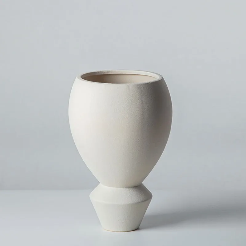 

Light luxury modern art geometric wide mouth vase living room, study hotel desktop soft decoration ornament