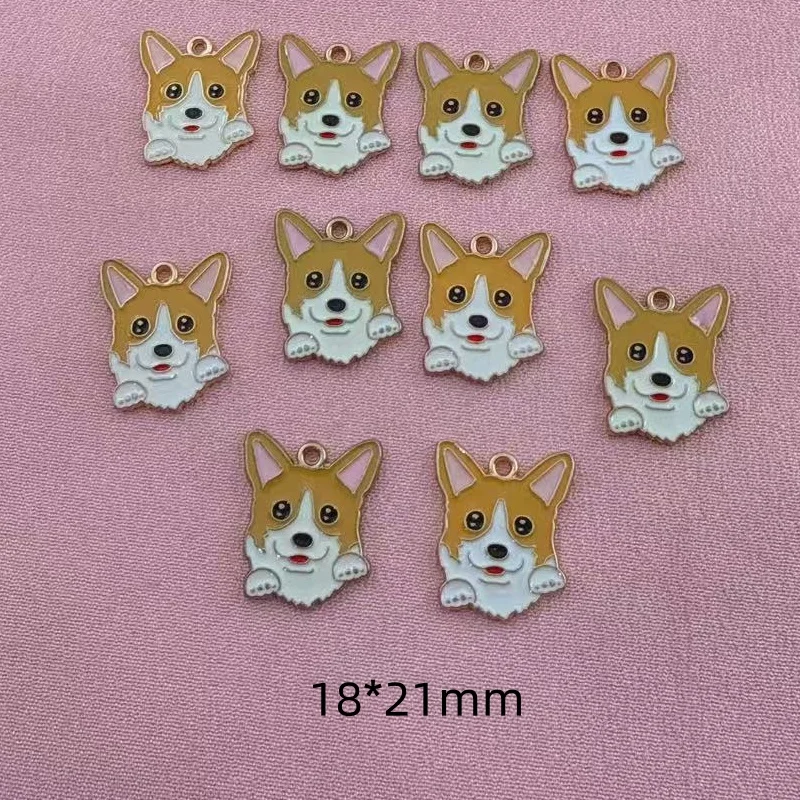 10 قطع من قلادة الكلب اللطيفة على شكل قطرة زيت من سبيكة الزيت، إكسسوارات سلسلة مفاتيح على شكل قلادة وصنع المجوهرات بنفسك