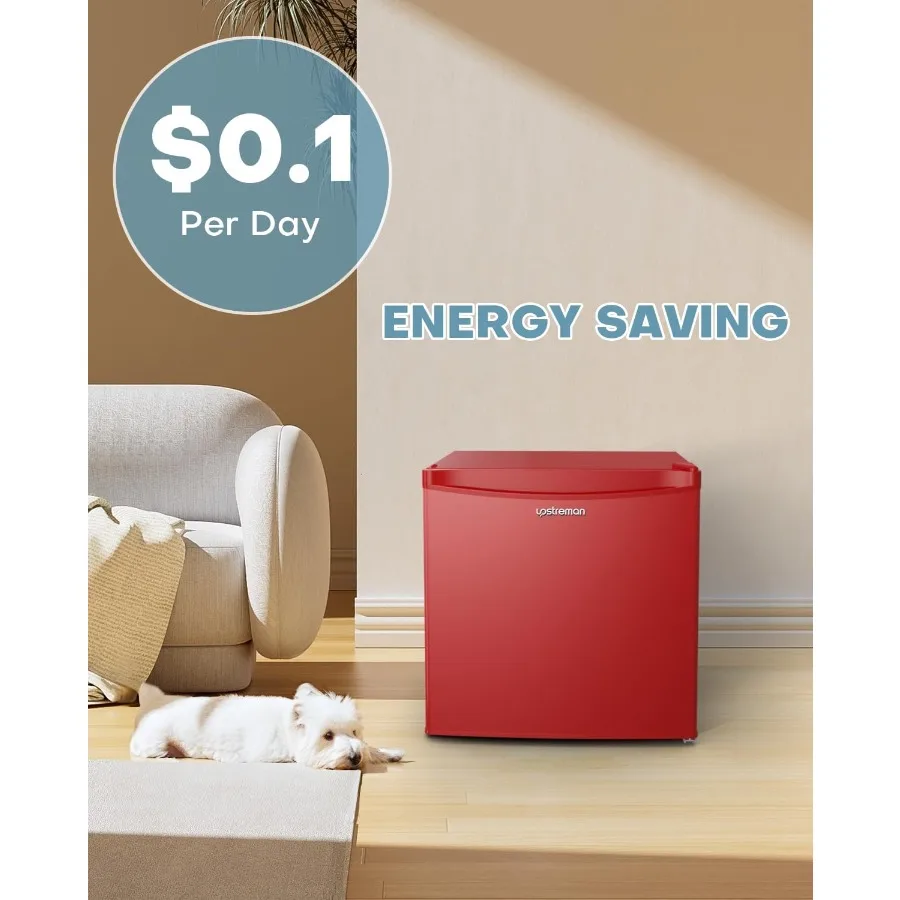 Mini frigorifero da 1,7 piedi con congelatore per dormitorio, ufficio e camera da letto: termostato regolabile, risparmio energetico, porta singola a basso rumore