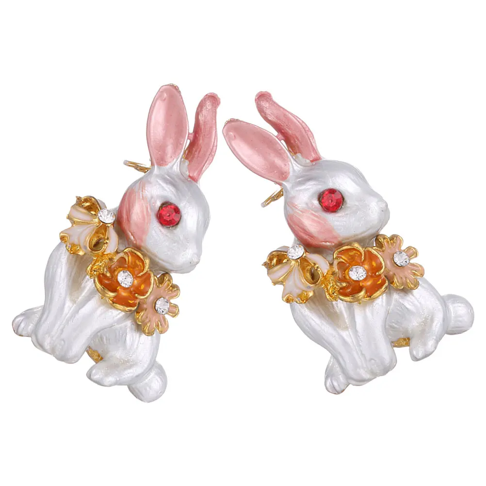 

2pcs Enamel Brooch for Women Cute Bunny Lapel Pin Fashion Shawl Pin Alloy Brooches Glossy Oil Drip Design Suitable All