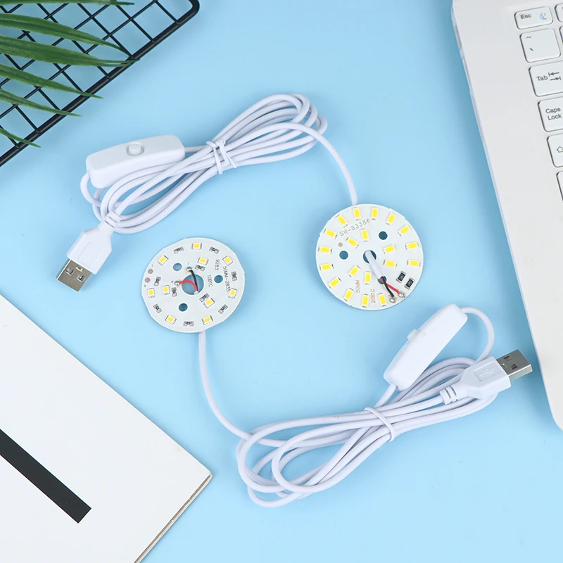 New DC 5V Dimmable 48/55MM LED Chips SMD5730 LED Lamp USB Dimmer 5W 10W Light Board White Warm Light With ON/OFF Swicth Cable