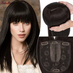 Benehair Hair Toppers for Women 18'' Striaght Topper Hair with Bangs for Thinning Hair Synthetic Hairpieces Bangs Hair Extension