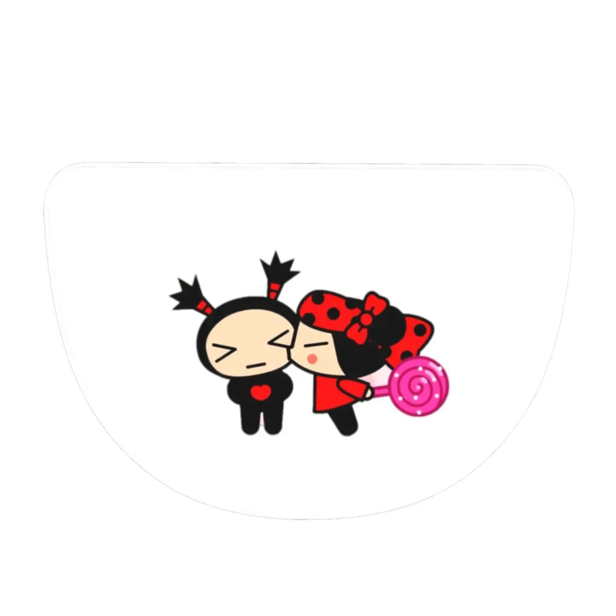 Pucca And Garu Love Soft Flannel Half Round Doormat Non Slip Bathroom Mat Absorbent Floor Carpet for Garage