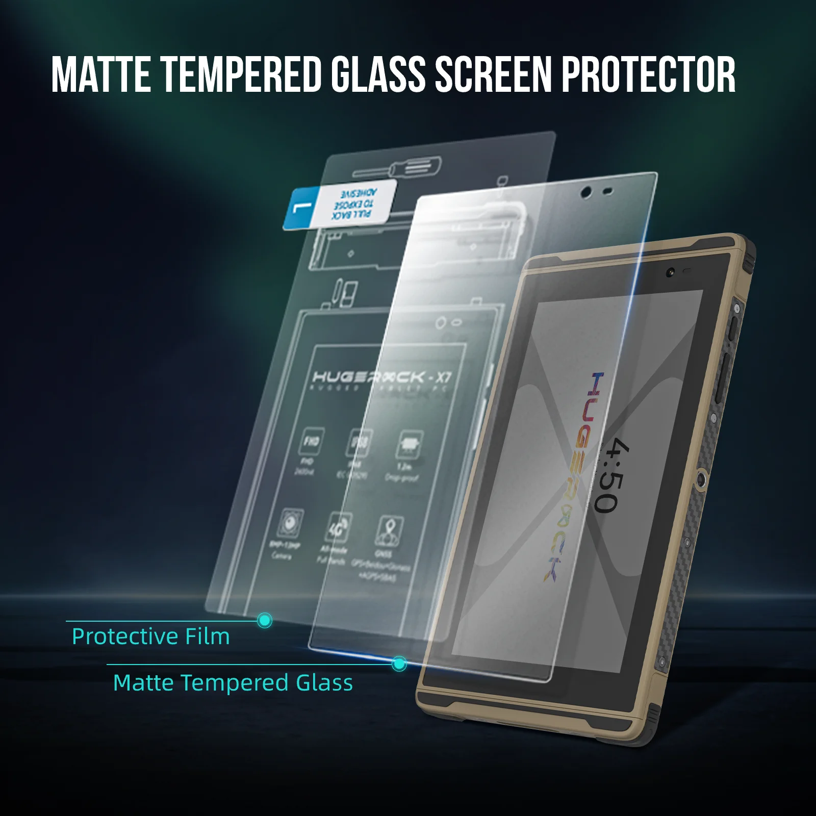 2 Pack Matte Tempered Glass Screen Protector for HUGEROCK X7 7 inch, Anti-Fingerprint Anti-Scratch Protective Glass