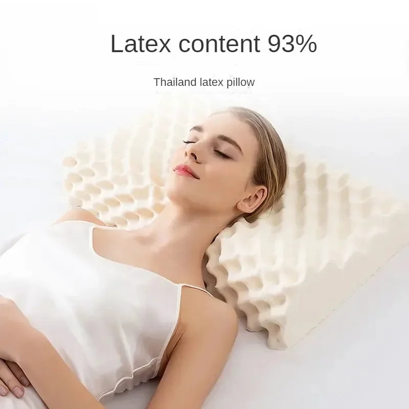 Almohada de Látex Natural Tailandés 93%, Almohada Cervical para el Cuello, para el Hogar, Adultos y Estudiantes, Núcleo de Látex