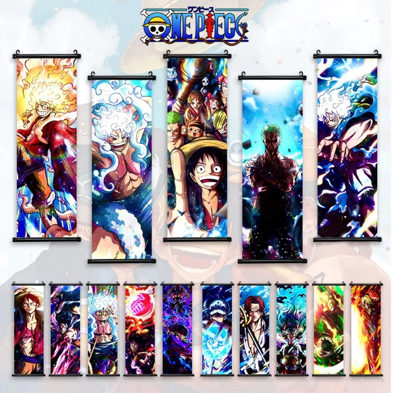 One Piece Anime Scroll Pictures Shanks Home Decoration Cartoon Wall Art Interior Canvas Prints Zoro Painting Luffy Gear 5 Poster