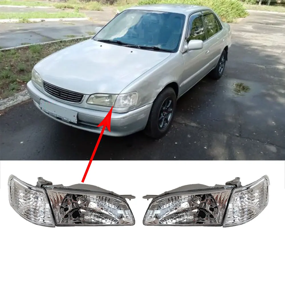 

Set Car Headlamp For Toyota Corolla AE110 81110-1E460 81150-1E330 81130-1E450 81170-1E320 1997 to 2000