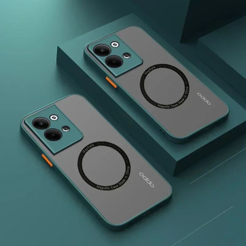 حافظة مغناطيسية فاخرة غير لامعة magasafe ، غطاء شفاف ، شحن لاسلكي ، ممن لهم ، رينو 9 ، 6 ، 7 ، 8 ، 10 برو ، بلس ، A98 ، A78 ، 7z ، 8z ، 8 لايت ، 8 طن