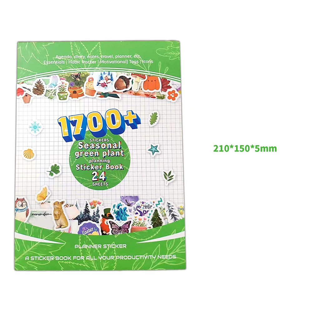 Green Plants Day/Week/Month Planner Sticker Book DIY Scrapbooking Diary Handbook Decorative Material Stickers Stationery