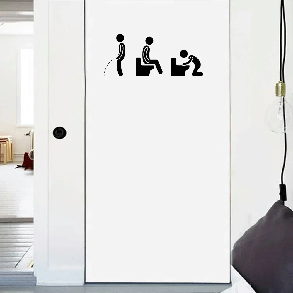 Funny Toilet Sign Stickers Background Toil Sticker Can Be Removed Door Decor Washroom Wall Decals Art Waterproof Creative