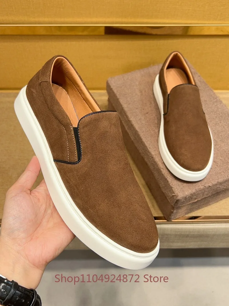 Luxury Loafers Men's High End Cowhide Casual Sneakers Youth Breathable Round Toe Outdoor Sport Hiking Spring Summer Man Shoes