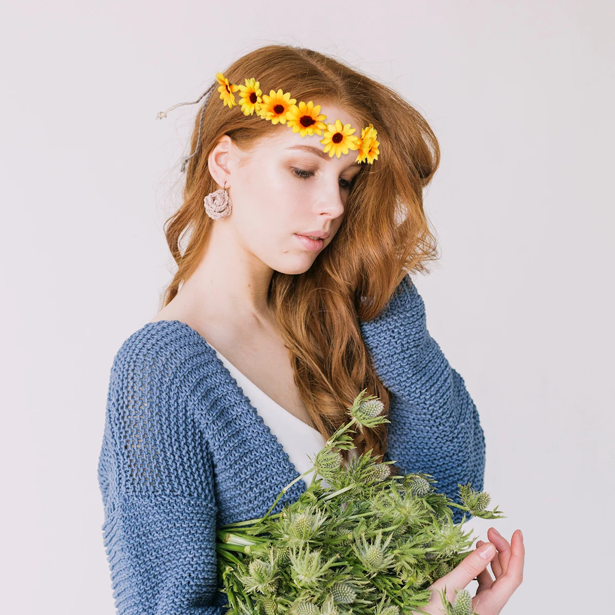 

3pcs Flower Headband Wreath Daisy Headwear Hair Bands Women Headdress Hair Hoop Stylish Tiny Flowers Durable Cloth Rope