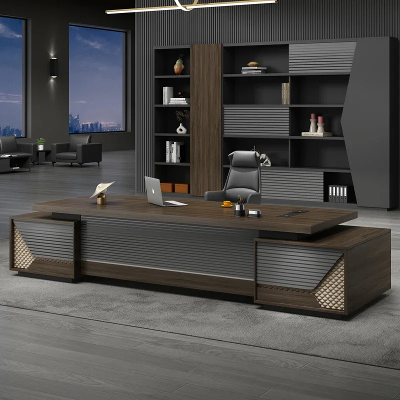

A Contemporary Luxury MDF Wood Executive Desk Convertible Extendable Modular Office Study Furniture Modern for Home School Boss