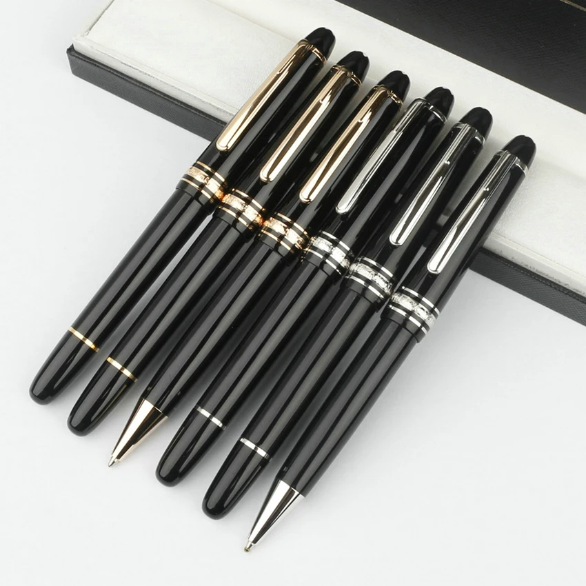 High Quality Luxury Pen MB Monte Black Resin Gold Silver Meisterstuck 145 Roller Ball Signature Fountain Pen Office Supplies