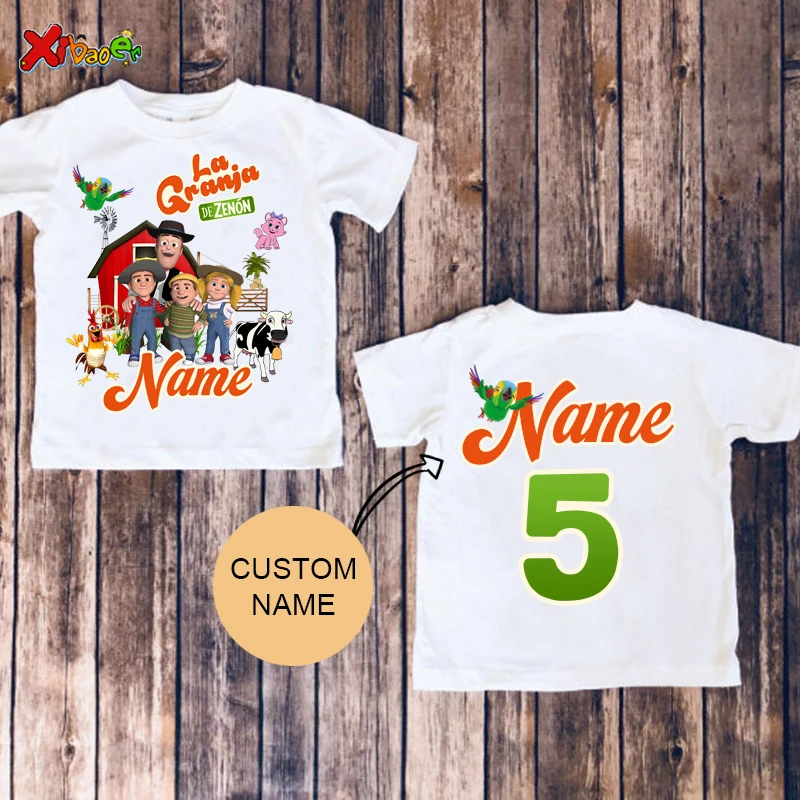 Farm Shirt for Kids Animal Cartoon Custom Name Shirt Toddler Baby Gift 3nd Birthday Shirt Teen Girl Clothes Shirt Boys Tee Zoo