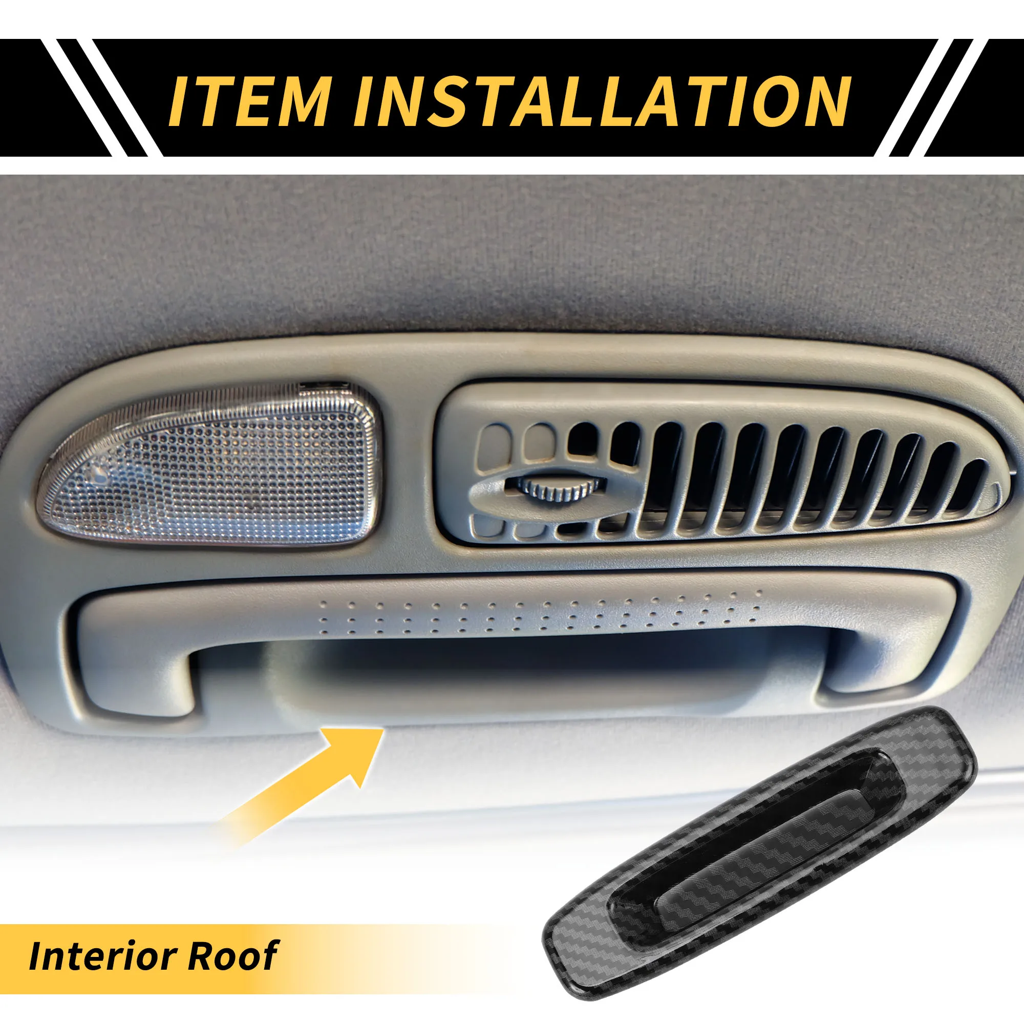UXCELL Carbon Fiber Pattern Car Interior Roof Handle Cover Trim for Toyota Tundra 14-21
