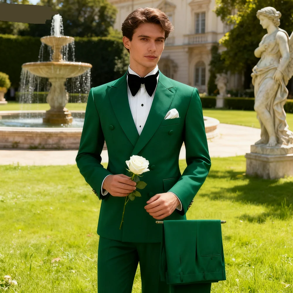 

Men's Double Breasted Terno Smoking Suit Formal Fino2 Fit Notch Lapel Solid Color Wedding Guest Khaki 2-Piece Suit for Ceremony