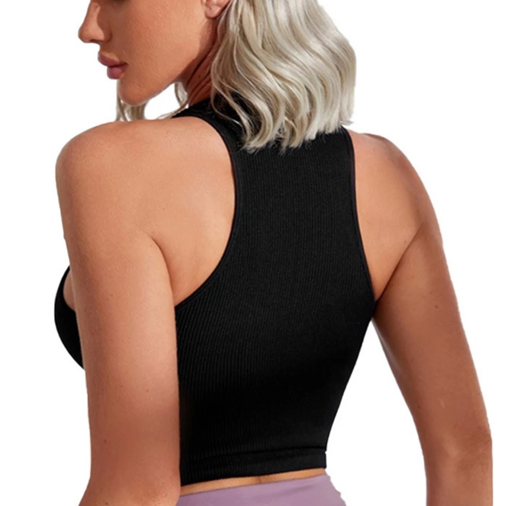 Woman Yoga Vest Fitness Gym Soft Sports Crop Tops Seamless Quick Dry Streetwear Workout Breathable Crop Tank Tops Without Pads