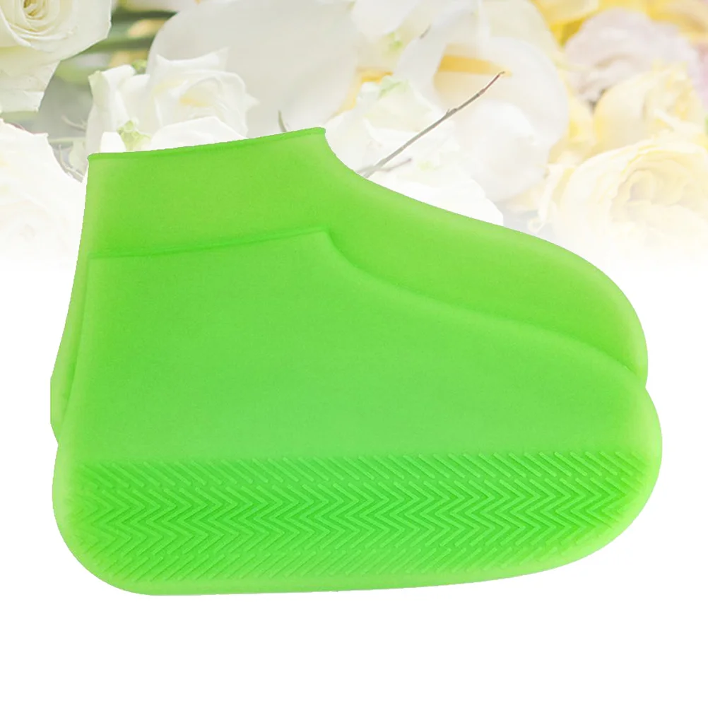 

Pair Green Durable Silicone Shoes Covers Thicken Waterproof Boot Protectors Anti-Skid Overshoes for Rainy Outdoor Use