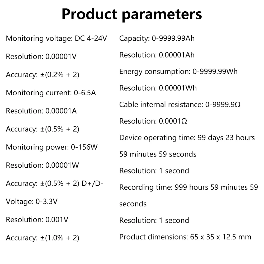 Multi-Function USB Tester PD/QC Fast Charging Tester Real-Time Monitoring of Capacity/Voltage/Current/Power Features LED Display