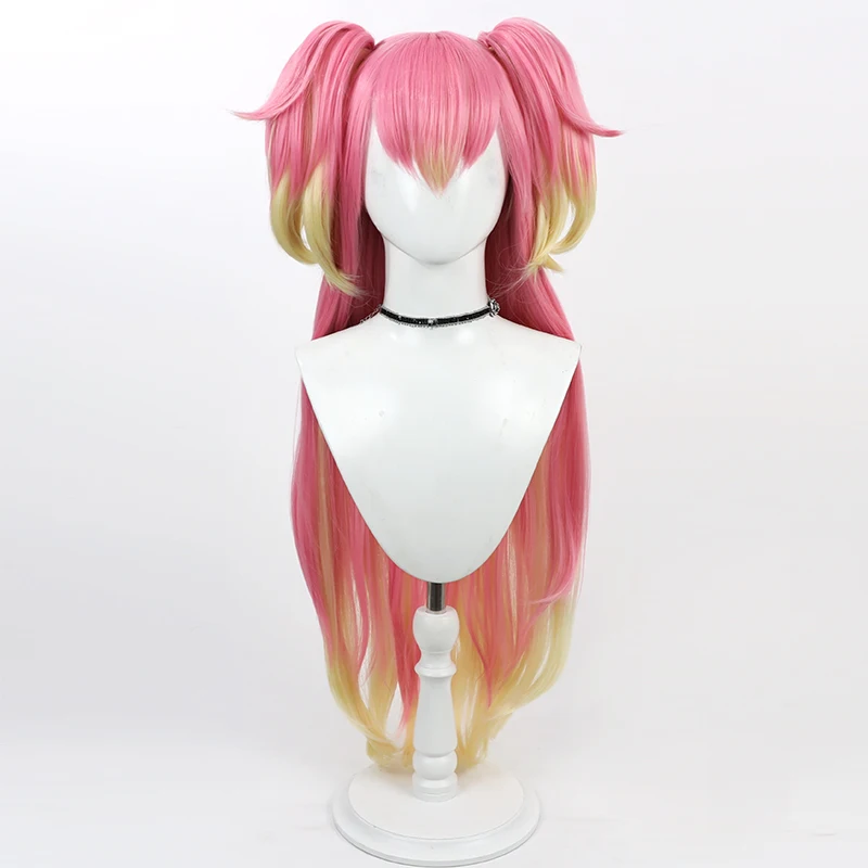 Inukai Komugi Cosplay Wig Anime Pink Yellow 95cm Synthetic Hair Heat Resistant Halloween Carnival Role Play Party + Wig Cap