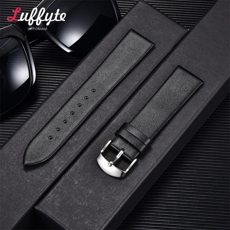 Soft Ultra-thin Leather Watchbands 14mm 16mm 18mm 20mm 22mm Watch Strap Universal Women Men Brown Black Blue Watch Belt Band