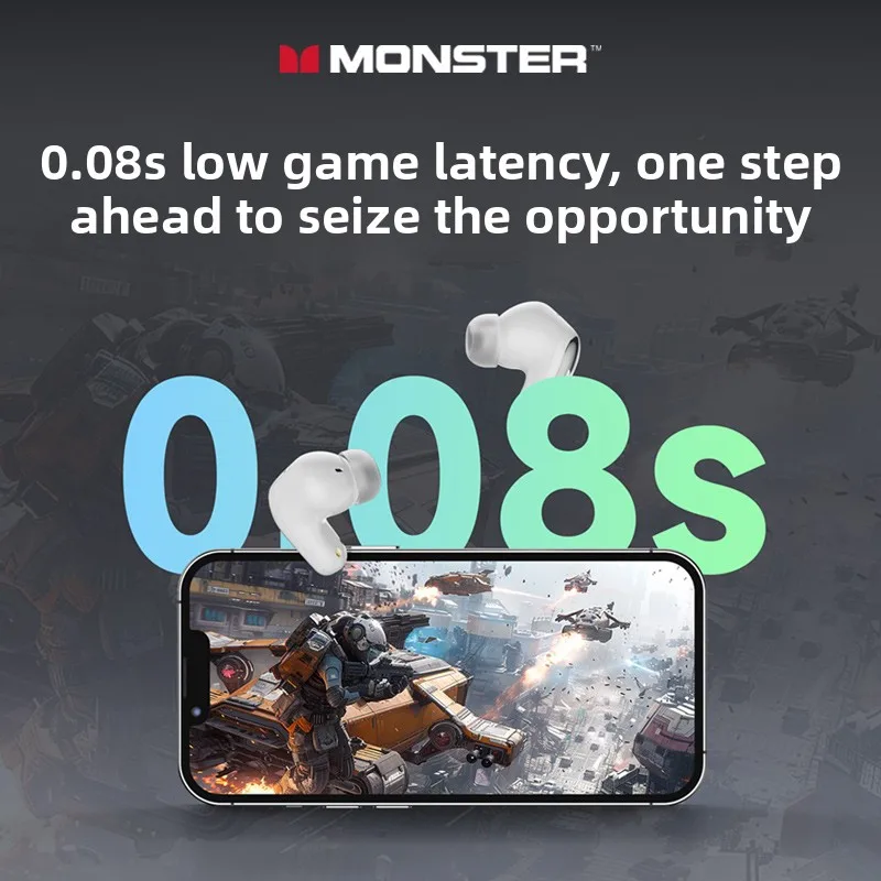 New Monster MQT52 TWS Wireless Bluetooth 5.4 Headset HIFI Stereo Music Gaming Earphones Talking Noise Canceling Earbuds - Image 4