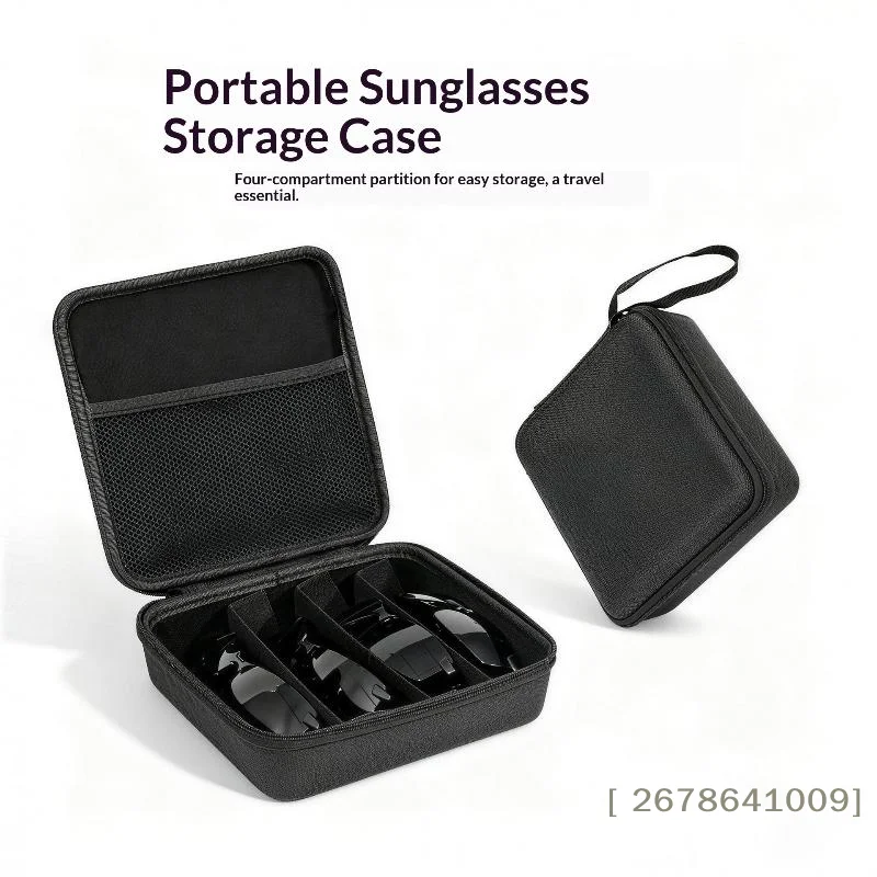⚑ 4/5/6/7/8 Fächer, verstellbarer Brillen-Organizer, tragbare schwarze Aufbewahrungstasche für Reisen, robuste Trennwände, Brillenbox