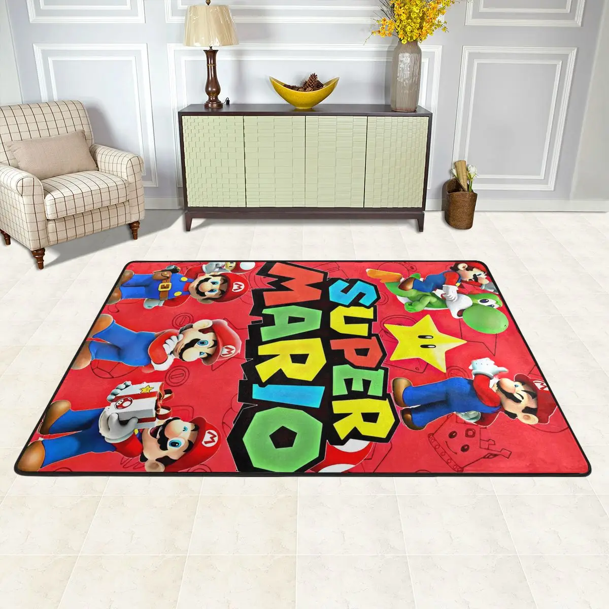 Super Mario Miniso Kitchen Mat Non Slip Carpet For Living Room Bedroom Bedside Floor Carpets Vintage Protective Home Decoration