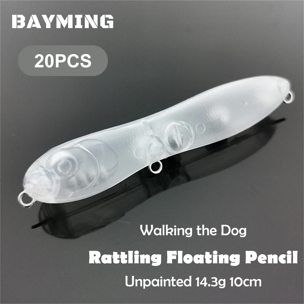 

BAYMING 20 шт. Неокрашенная пустая приманка плавающий карандаш «Ходячая собака» погремушка карандаш 14,3 г 10 см DIY искусственные рыболовные приманки