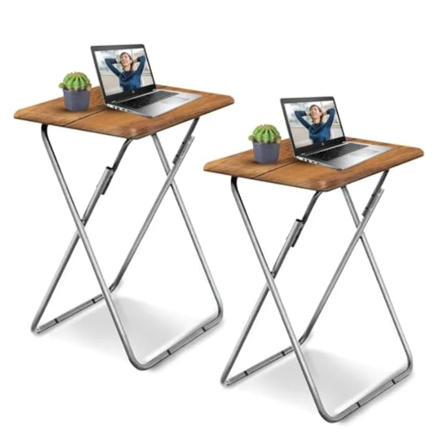 

Folding TV Tray Table Set of 2 TV Dinner Table with Sturdy MDF Top Eating Trays for Living Room with No Assembly Required