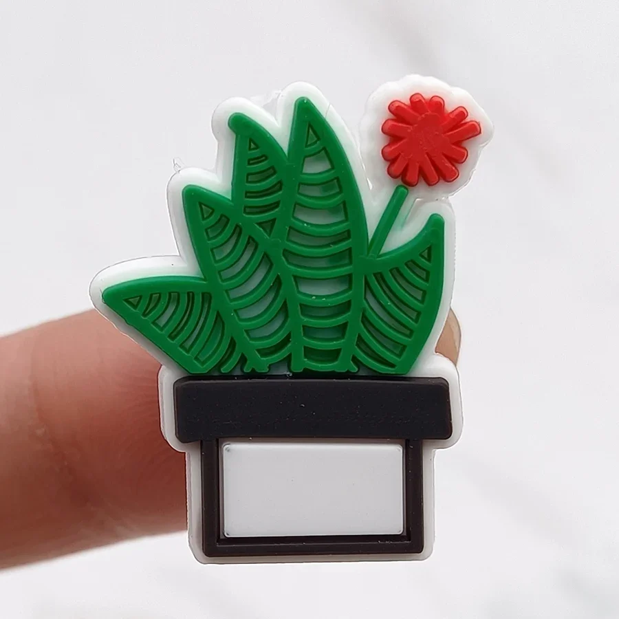 Novelty Design Green Life PVC Shoe Charms Designer Sandal Upper Decorations Accessories Flower Cactus Leaf Shape Clog Pin Buckle