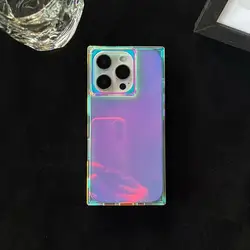 Fashion Cool A Riot of Colours laser light Dazzling Rectangle Cover Case for iPhone 13 14 15 16 17 Pro Max Glossy Phone Case