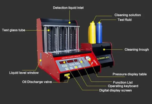 Universal gasoline Fuel Injector Test Bench Diagnostic Tool Ultrasonic Automotive Cleaner&Tester& Analyser Machine 6 Cylinder