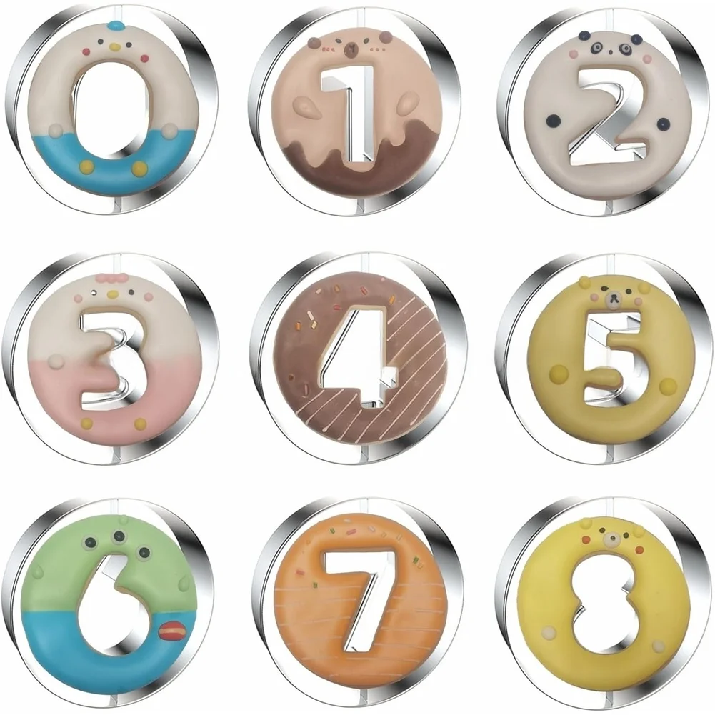 Arabic Numerals Cookie Cutter Set Stainless Steel 9 Pieces for Cutting Cookies Fondant Sandwich and Fruit Creative Kitchen Tool