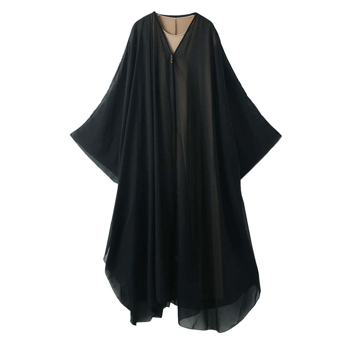 Middle East Ramadan Morocco Southeast Asia Dress Muslim Fashion Islamic Arab Chiffon Outer Coat Knitted Inner Two Piece Set
