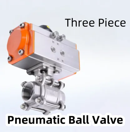 DN8 DN10 DN15 DN20 DN25 DN32 DN40 DN50  Three Piece Pneumatic Ball Valve With High Platform 304 Double Acting Cylinder