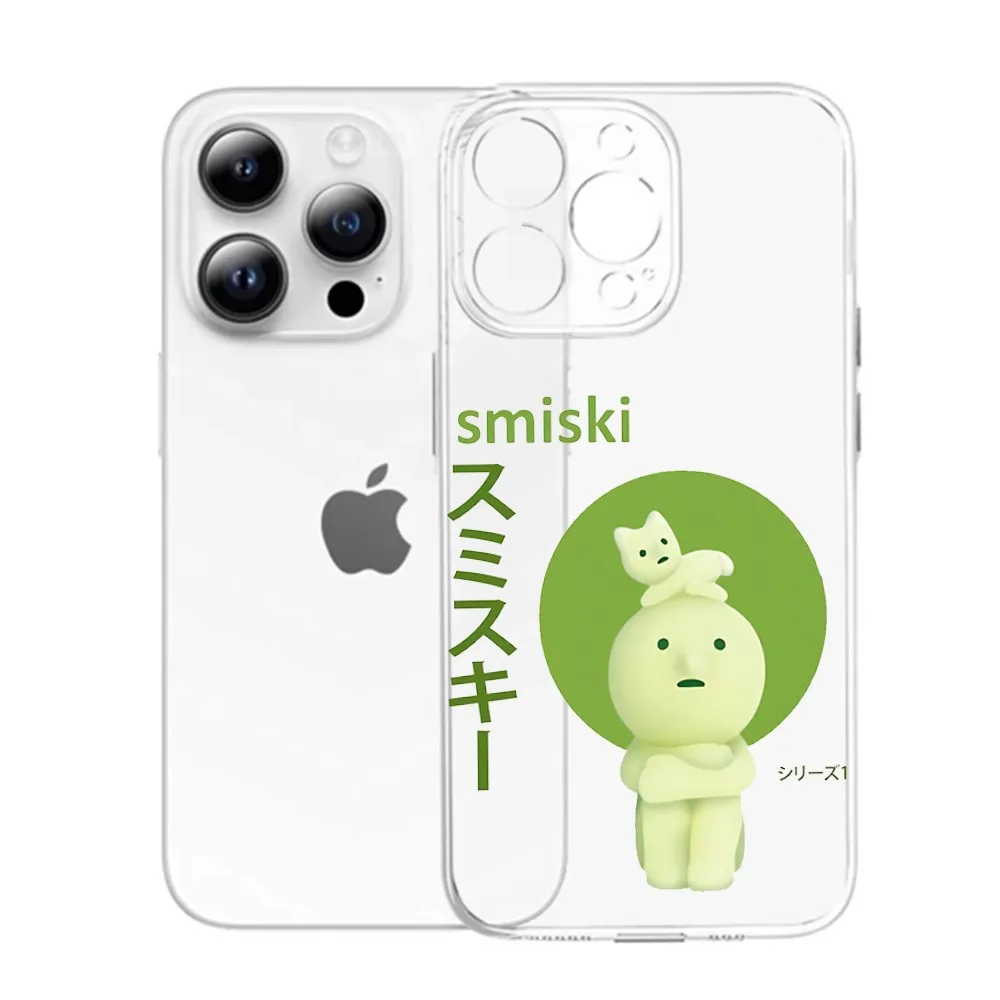 Green S-Smiski Cute Phone Case For Samsung A07 A36 A26 A56 A16 A06 A55 A35 A25 A15 A54 A34 A24 A14 A13 A53 A33 Clear Back Cover
