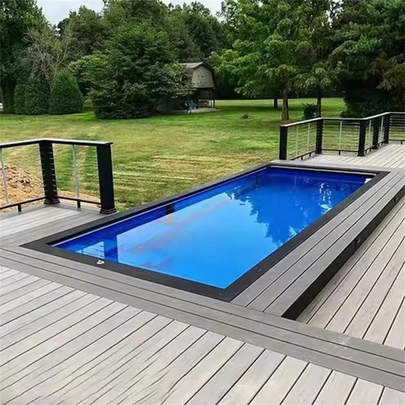 

Container Swimming Pools Custom 20ft 40ft Large Outdoor Swimming Pool Container Pool With Surfing System And Lighting System
