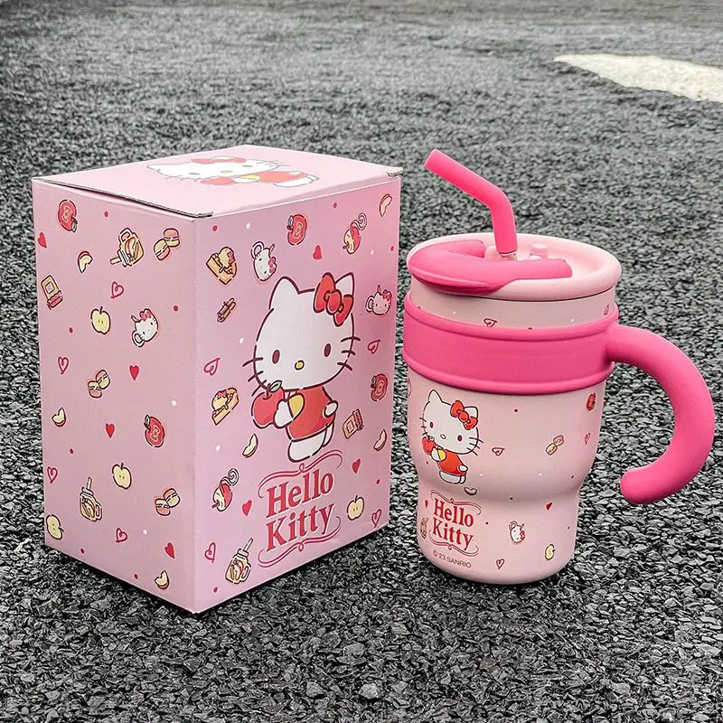 Sanrio Hellokitty Thermos Cup for Girls Good-Looking Straw Cup Cute  Office Large Ice  Large Capacity