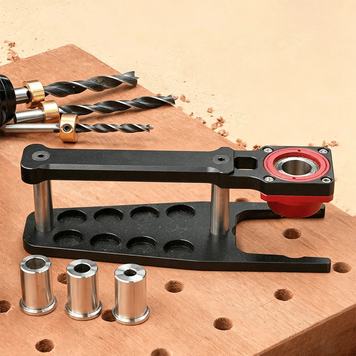 Woodworking Vertical Hole Drilling Jig, MFT Workbench Positioning Hole Guide, Precision Drilling Tool for Bench Dogs & Dowels