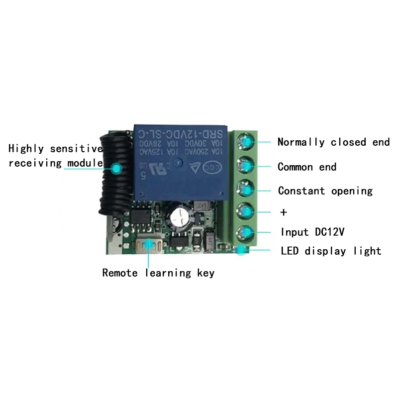 DC 12V 1 채널 학습 와이파이 릴레이 스위치 모듈, 스마트 홈용 315MHz 무선 리모컨, 315MHz