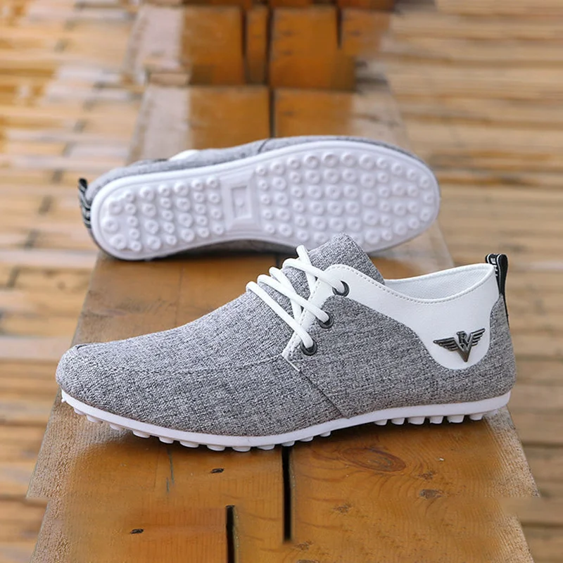 Men Lace-up Linen Cloth Breathable Mens Canvas Shoes Moccasins Flats Driving Footwear Zapatos De Hombre Brand Casual Shoes for