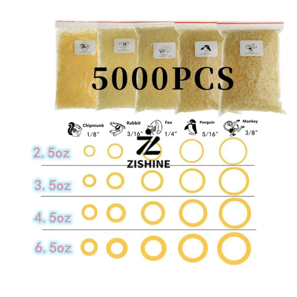Dental Orthodontic Rubber Bands Animal Elastic Rings 1/8 3/16 1/4 5/16 3/8 Inch Braces Traction 2.5-6.5OZ Teeth Care 5000Pcs
