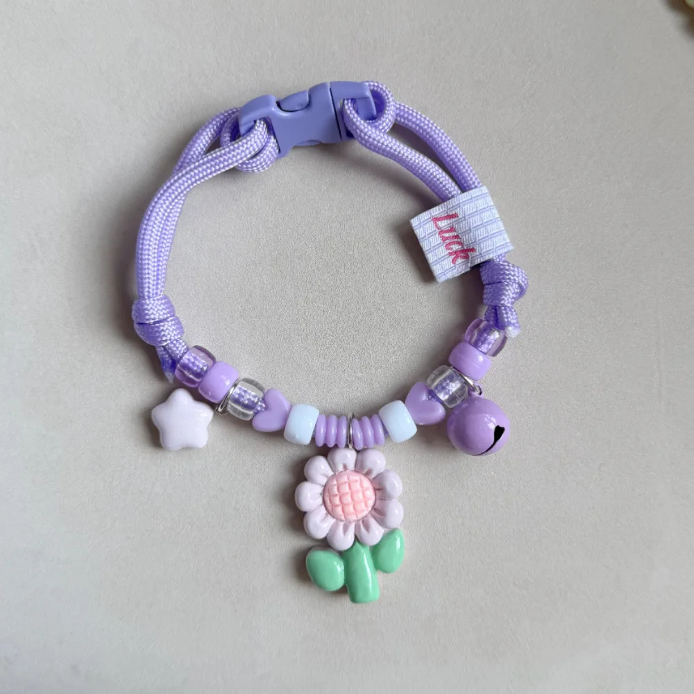 Cat and Dog Collars, Pet Neck Collars, Cute Little Flower Woven Ropes, Dopamine Color Scheme, Beagle Teddy Bear Decorations view 4