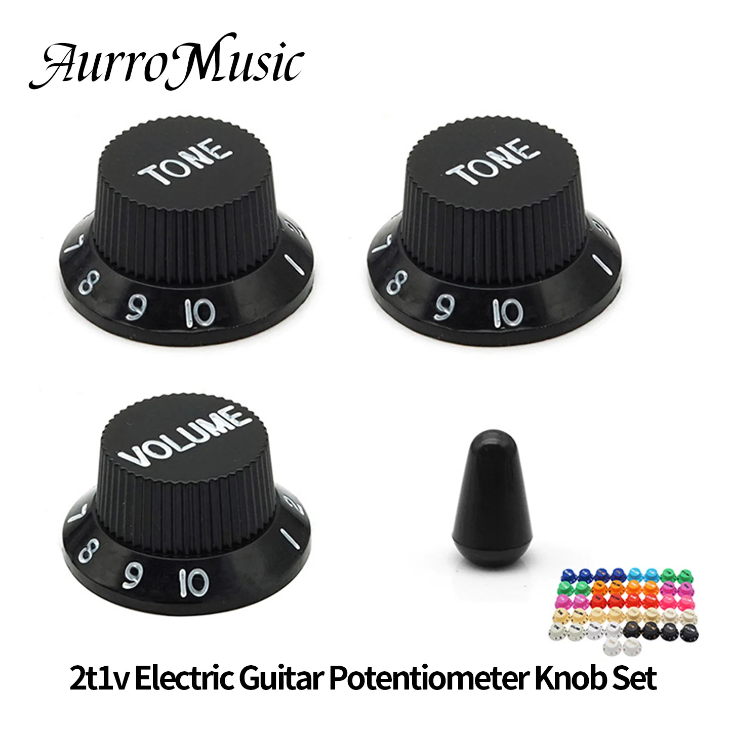 2t1v Electric Guitar Knob Set 18-Spline Knurled Shafts Tone and Volume Control Knobs Optional Selector Switch Tip