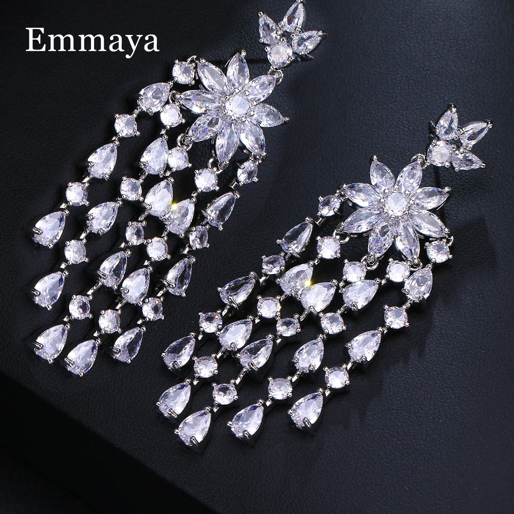 Emmaya Bridal Wedding Party Hot Sale AAA Zirconia Tassel Earring For Women&Girls Exquisite Dress-Up Charming Jewelry Fancy Gift