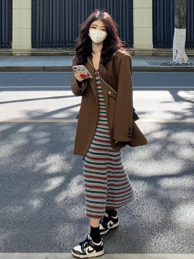 Ele Terno Feminino Primavera Outono 2025 Novo Design Tamanho Pequeno Super Belo Aósforo High-End Sensação Top Quali Polyest...