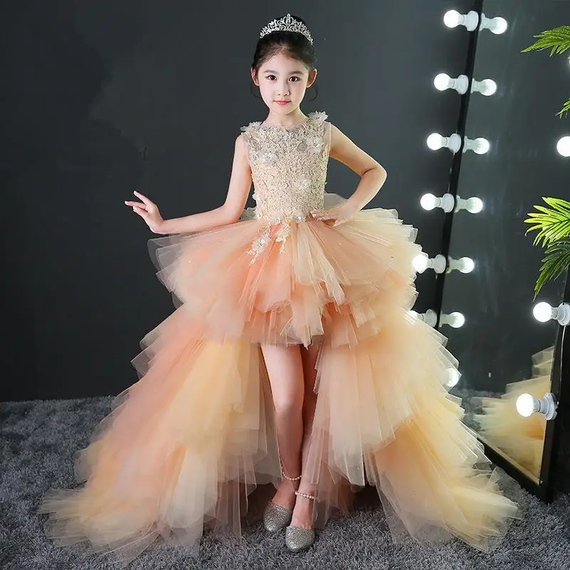 

Girl's evening , princess dress, girl's trailing wedding , fluffy dress, little host's birthday show, piano performance dress